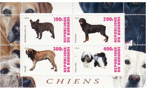 Burundi - Dogs - 4 Stamp Mint Sheet MNH - 2J-088