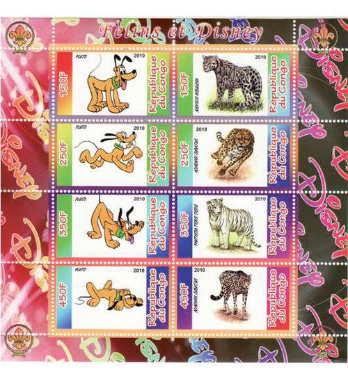 Congo - Disney & Animals - 8 Stamp Mint Sheet - SV0602