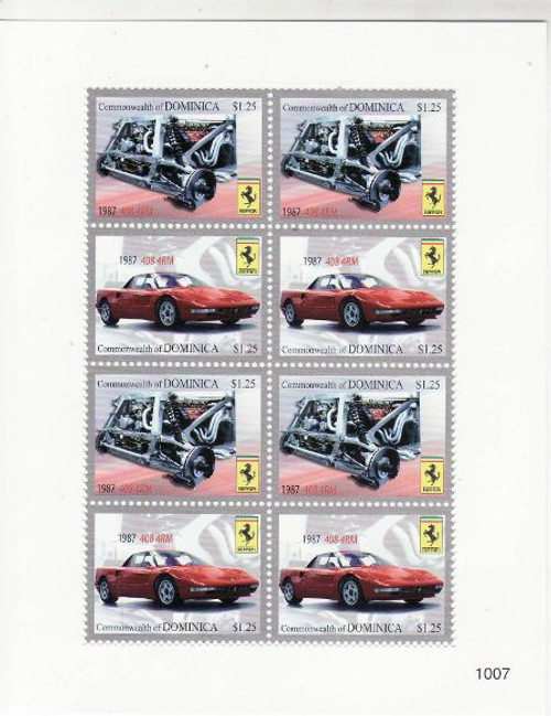 Dominica - Ferrari Cars - 8 Stamp Mint Sheet - DOM1007