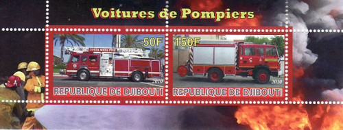 Fire Engines - Mint Sheet of 2 Stamps MNH - SV0623