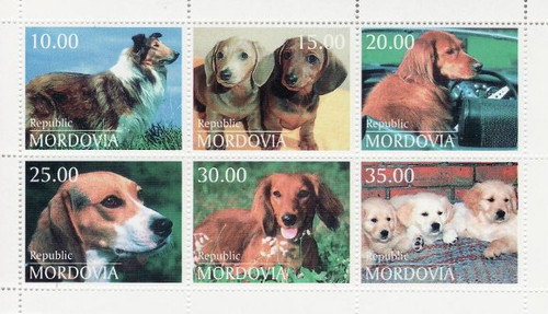 Dogs on Stamps - 6 Stamp Mint Sheet - 13G-027