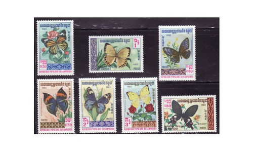 Cambodia - Butterflies - 7 Stamp Mint Set MNH - 386-92