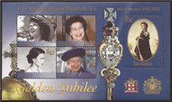 Jamaica - 2002 Queen Elizabeth Golden Jubilee - 5 Stamp Sheet 10C-001