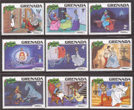 Grenada - 1981 Disney’s Cinderella Scenes - 9 Stamp Set - Scott #1063-71