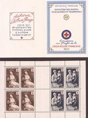 France - 1953 Red Cross Semi-Postal Engravings - Booklet Pane MNH #B282a