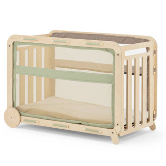 MyCrib Natural Birch Wooden Baby Crib - Convertible Newborn to Toddler Bed with Eco-Friendly Design