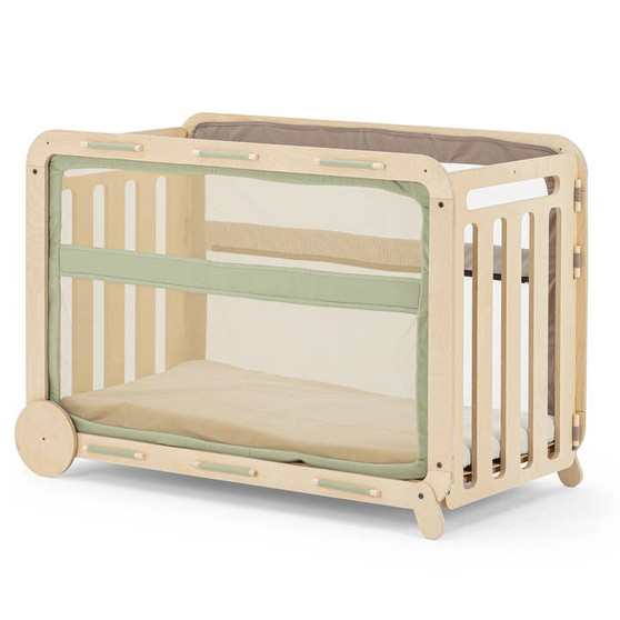MyCrib Natural Birch Wooden Baby Crib - Convertible Newborn to Toddler Bed with Eco-Friendly Design