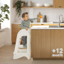 White minimalist birch wood learning tower for toddlers and kids