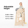 Mouse-themed learning tower with soft felt ears and rounded birch edges