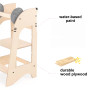 Mouse-themed learning tower with soft felt ears and rounded birch edges
