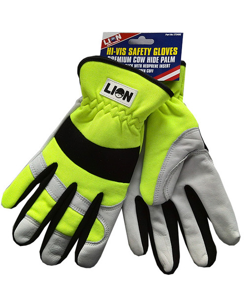(DEL) GLOVES, CONSTRUCTION,COW HIDE PALM, PREMIUM, SAFETY COLOUR LT240C