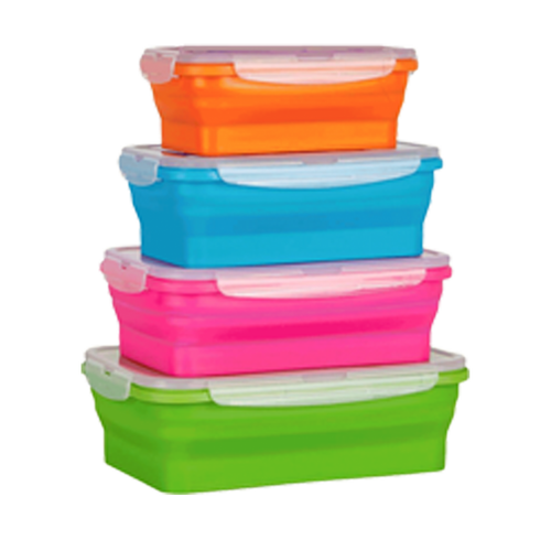 COLLAPSIBLE SET OF 4 RECTANGULAR CONTAINERS WITH LIDS COLSO421