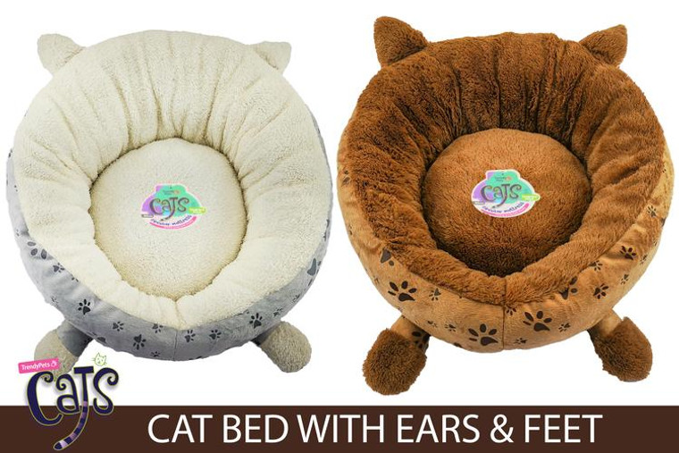 1Pce Cat Bed w/Feet & Ears 50cmD