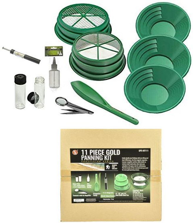 GOLD PANNING & SIEVE KIT 11PC