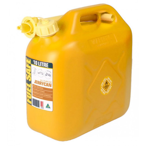 FUEL CAN PLASTIC 10LITRE DIESEL YELLOW FC10Y Lyal Eales Stores