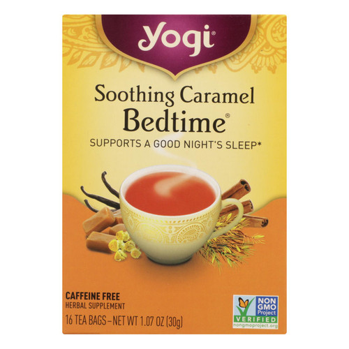 Yogi Bedtime Herbal Tea Caffeine Free Soothing Caramel - 16 Tea Bags - Case Of 6