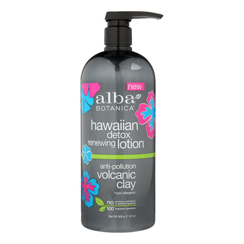 Alba Botanica - Hawaiian Detox Body Lotion - Anti-pollution Volcanic Clay - 32 Oz