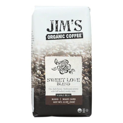 Jim's Organic Coffee - Whole Bean - Sweet Love Blend - Case Of 6 - 11 Oz. - 1791607