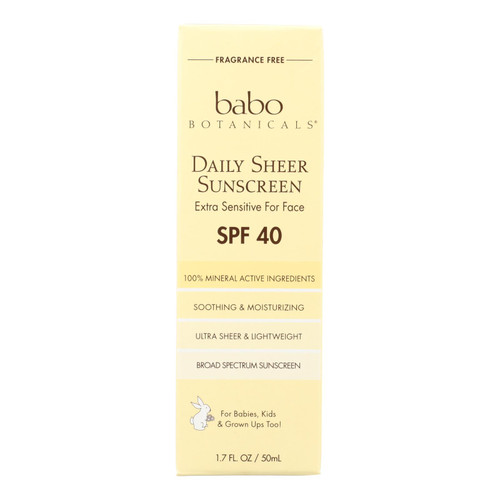 Babo Botanicals - Sunscreen - Daily Sheer - Spf 40 - 1.7 Oz