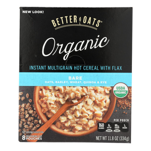 Better Oats Organic Instant Multigrain Hot Cereal - Bare - Case Of 6 - 11.8 Oz.