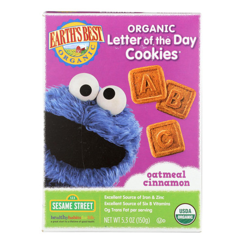 Earth's Best Organic Letter Of The Day Oatmeal Cinnamon Cookies - Case Of 6 - 5.3 Oz.