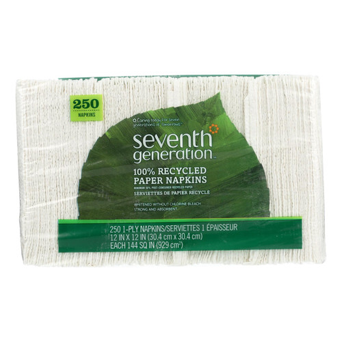 Seventh Generation Recycled Napkins - White - Case Of 12 - 250 Count