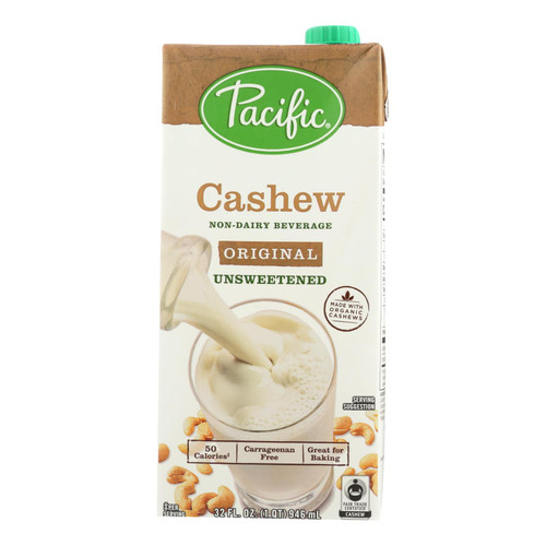 Pacific Natural Foods Cashew Beverage - Organic - Unsweetened- Case Of 6 - 32 Fl Oz