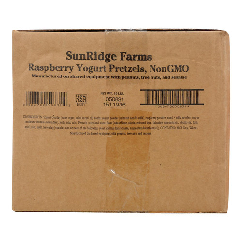 Sunridge Farms All Natural Raspberry Yogurt Pretzels - Single Bulk Item - 10lb