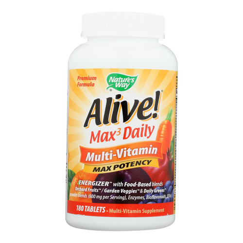 Nature's Way - Alive! Max3 Daily Multi-vitamin - Max Potency - 180 Tablets