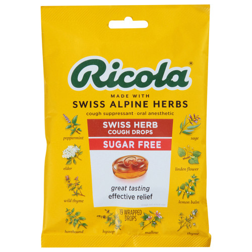 Ricola - Cough Drop Sugar Free Swiss Herb - Case Of 8-19 Ct