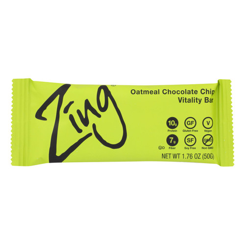 Zing Nutrition Bar - Oatmeal Chocolate Chip - Case Of 12 - 1.76 Oz.