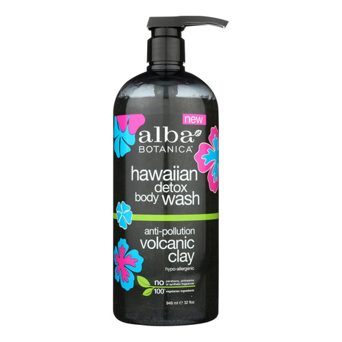 Alba Botanica - Hawaiian Detox Body Wash - Anti-pollution Volcanic Clay - 32 Fl Oz