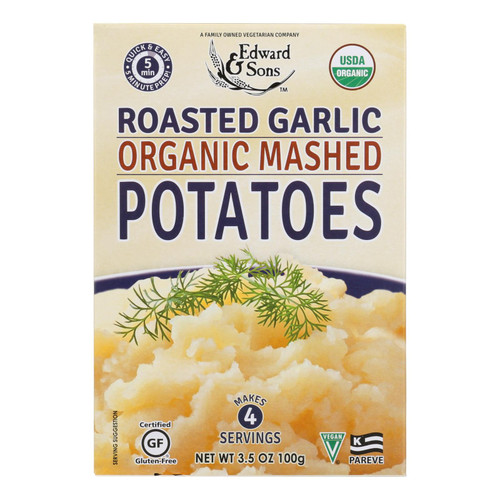 Edward And Sons Organic Mashed Potatoes - Roasted Garlic - Case Of 6 - 3.5 Oz.