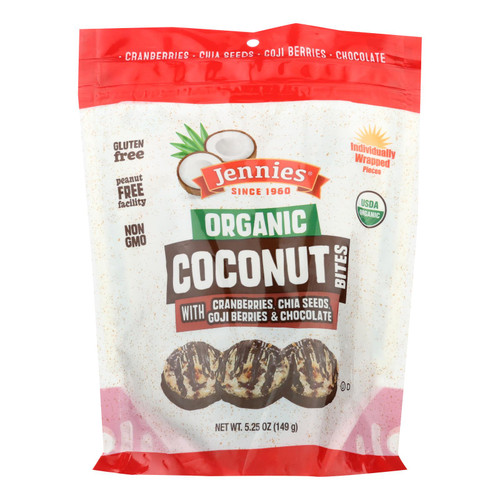 Jennies Coconut Bites - Organic - Cranberry Goji - Case Of 6 - 5.25 Oz