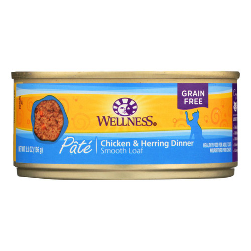 Wellness Pet Products Cat Food - Chicken And Herring - Case Of 24 - 5.5 Oz.