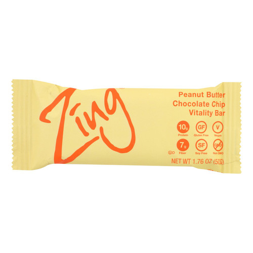 Zing Bars - Nutrition Bar - Peanut Butter Chocolate Chip - 1.76 Oz Bars - Case Of 12