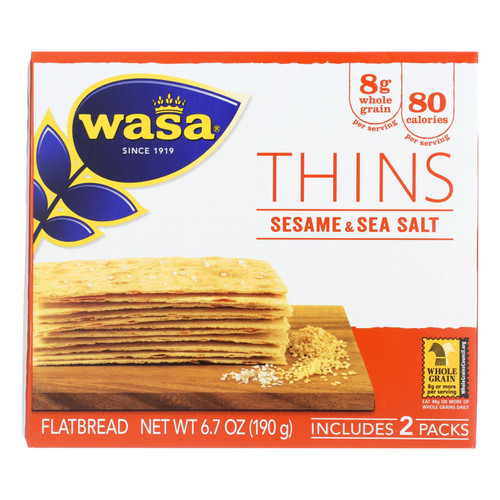Wasa Sesame & Sea Salt Flatbread Thins  - Case Of 10 - 6.7 Oz