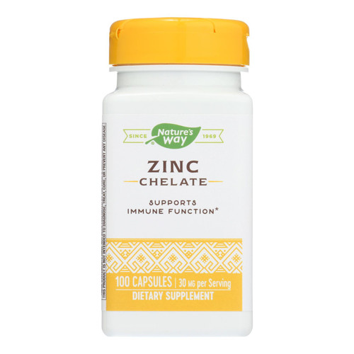 Nature's Way - Zinc Chelate - 30 Mg - 100 Capsules