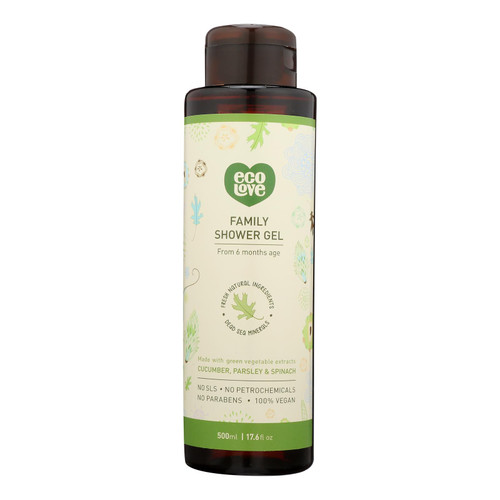 Ecolove Body Wash Green Vegetables Family Shower Gel For Ages 6 Months And Up - Case Of 500 - 17.6 Fl Oz.