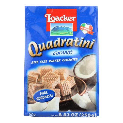 Loacker Quadratini Bite Size Wafer Cookies In Coconut  - Case Of 6 - 8.82 Oz