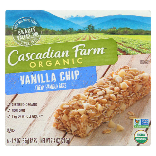 Cascadian Farm Organic Chewy Granola Bars - Vanilla Chip - Case Of 12 - 7.4 Oz.