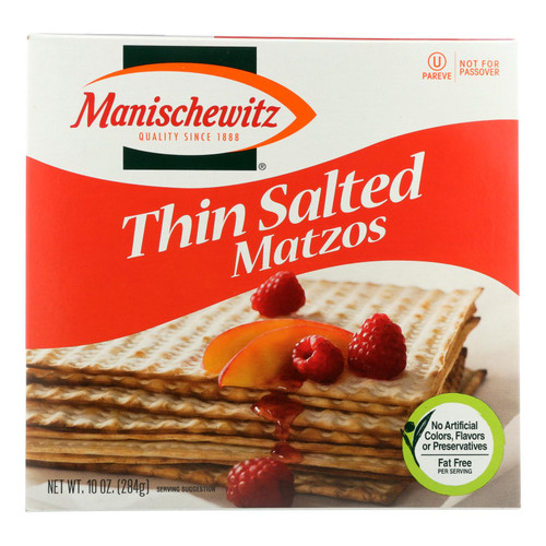 Manischewitz - Thin Matzo Cracker - Salted - Case Of 12 - 10 Oz.