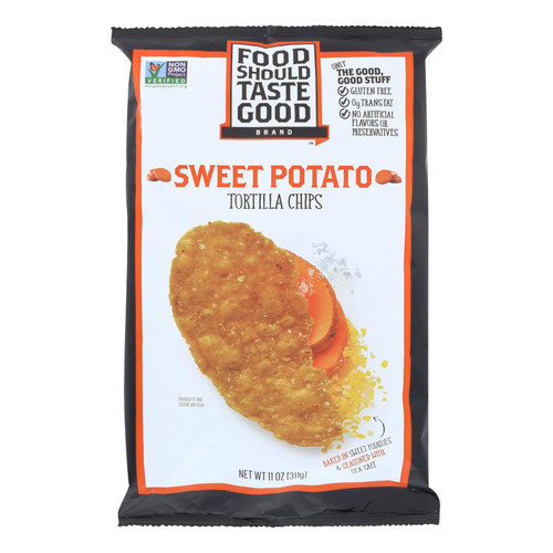 Food Should Taste Good Sweet Potato Tortilla Chips - Sweet Potato - Case Of 12 - 11 Oz.