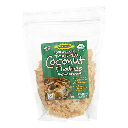 Let's Do Organics Toasted Coconut Flakes - Organic - Case Of 12 - 7 Oz.