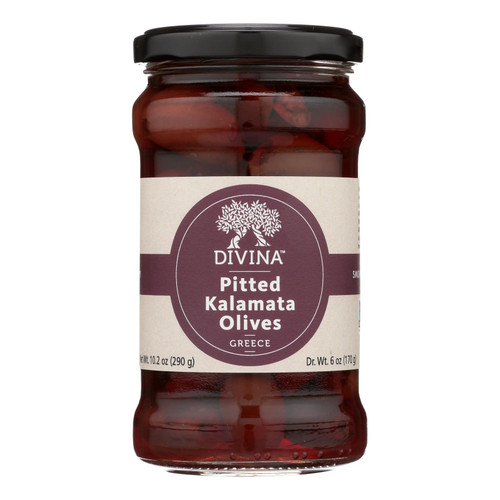 Divina - Organic Pitted Kalamata Olives - Case Of 6 - 6 Oz. - 0297960