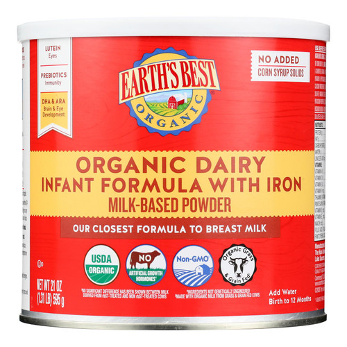 Earth's Best - Inftfrm Irn Milk Pwdr - Case Of 4-21 Oz