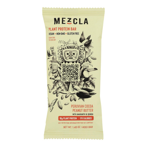 Mezcla - Prot Bar Peru Cocoa Peanut Butter - Case Of 15-1.4 Oz