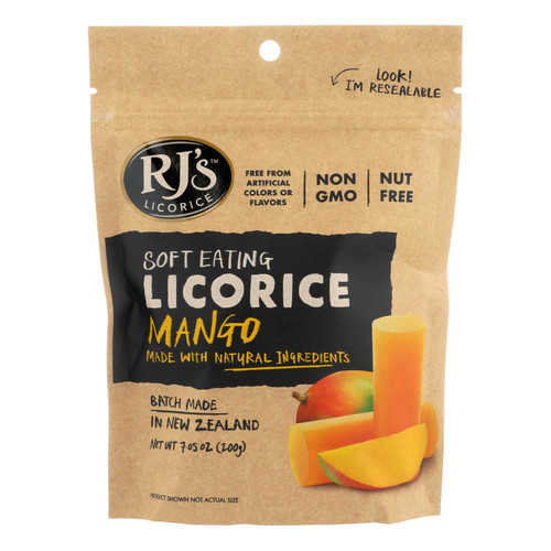 Rj's Licorice Soft Eating Licorice - Mango - Case Of 8 - 7.05 Oz