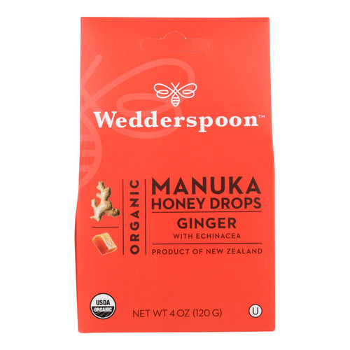 Wedderspoon Drops - Organic - Manuka - 15+ - Ginger - 4 Oz