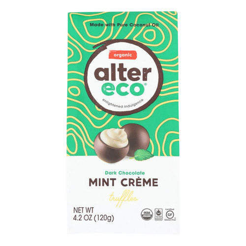 Alter Eco Americas Dark Chocolate Truffles - Mint Creme - Case Of 8 - 4.2 Oz.